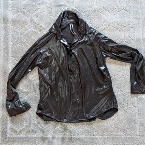 Anthropologie Shimmering Black Button Up